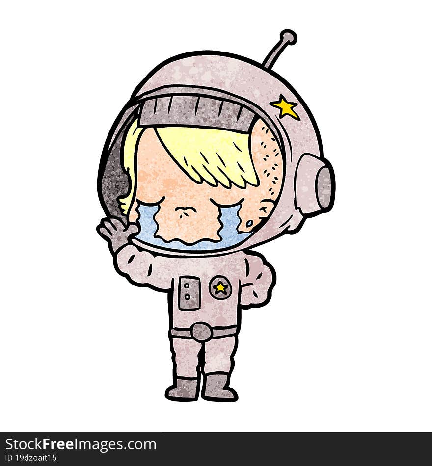 cartoon crying astronaut girl. cartoon crying astronaut girl