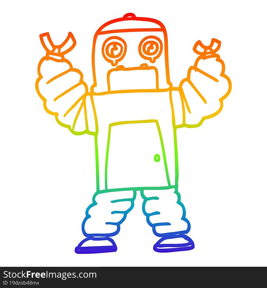 rainbow gradient line drawing cartoon robot