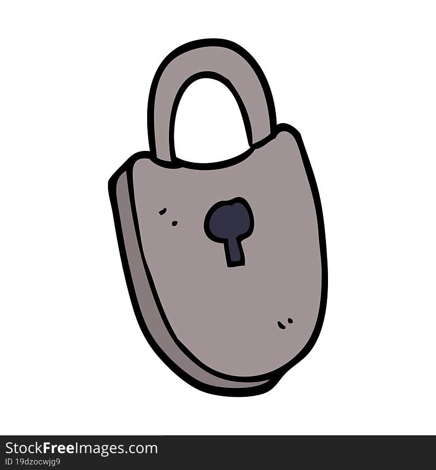 cartoon doodle locked padlock