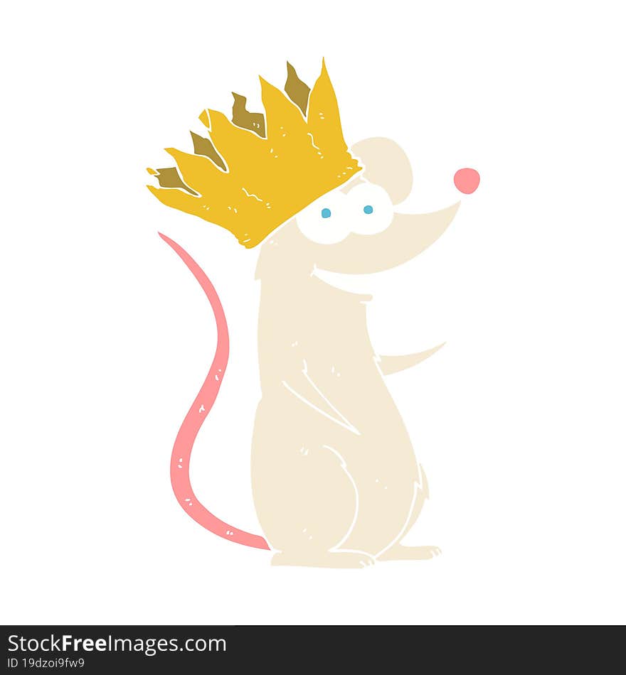 Flat Color Illustration Of A Cartoon Mouse Wearing Crown