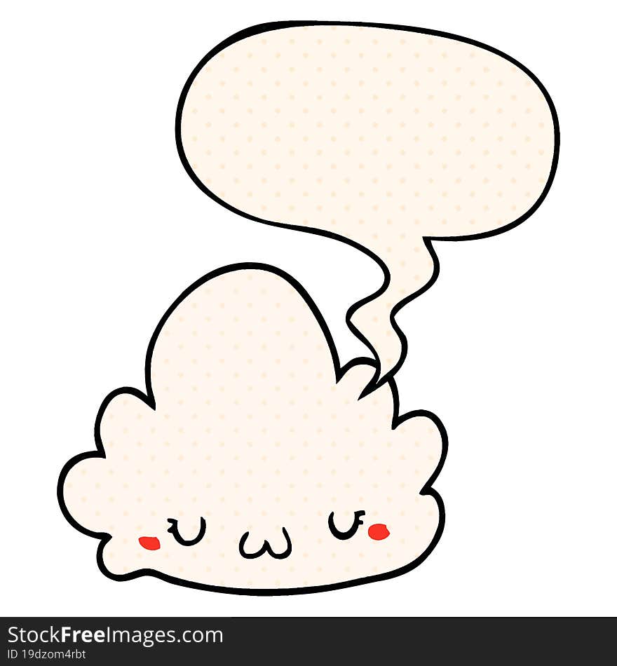 Cute Cartoon Cloud And Speech Bubble In Comic Book Style