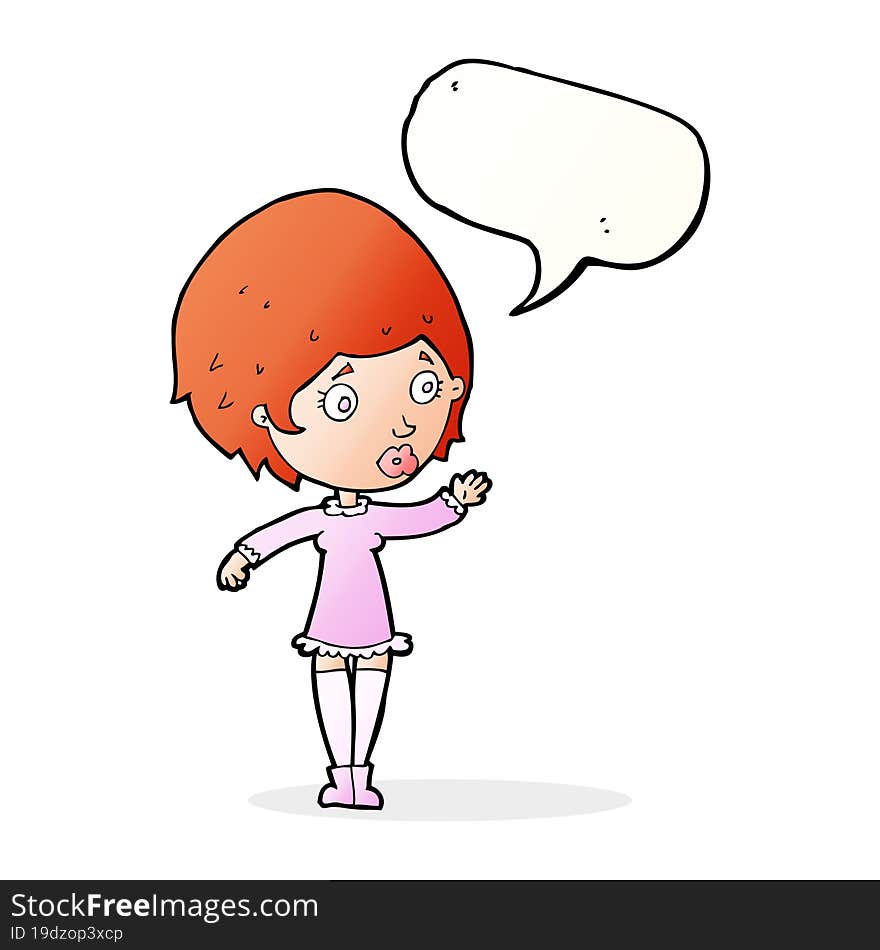 cartoon pretty woman with speech bubble