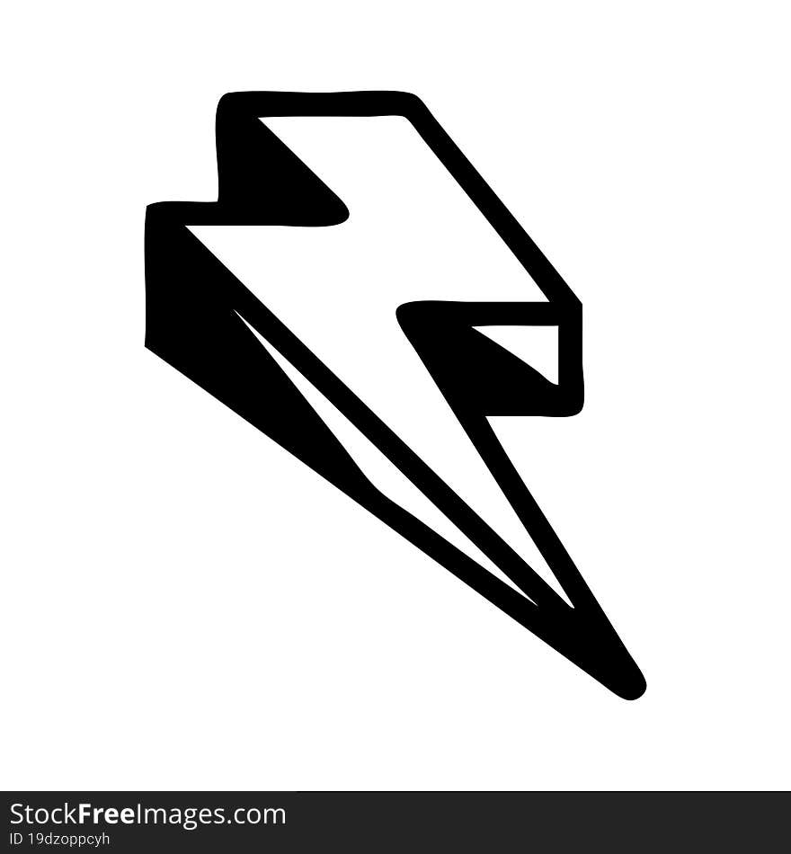 black line tattoo of lightning  bolt