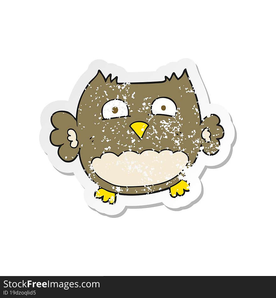 retro distressed sticker of a cartoon owl