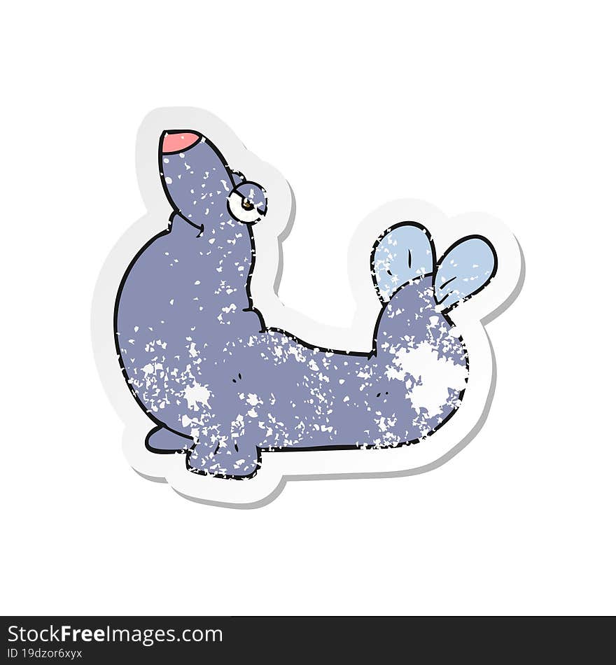 Retro Distressed Sticker Of A Cartoon Proud Seal