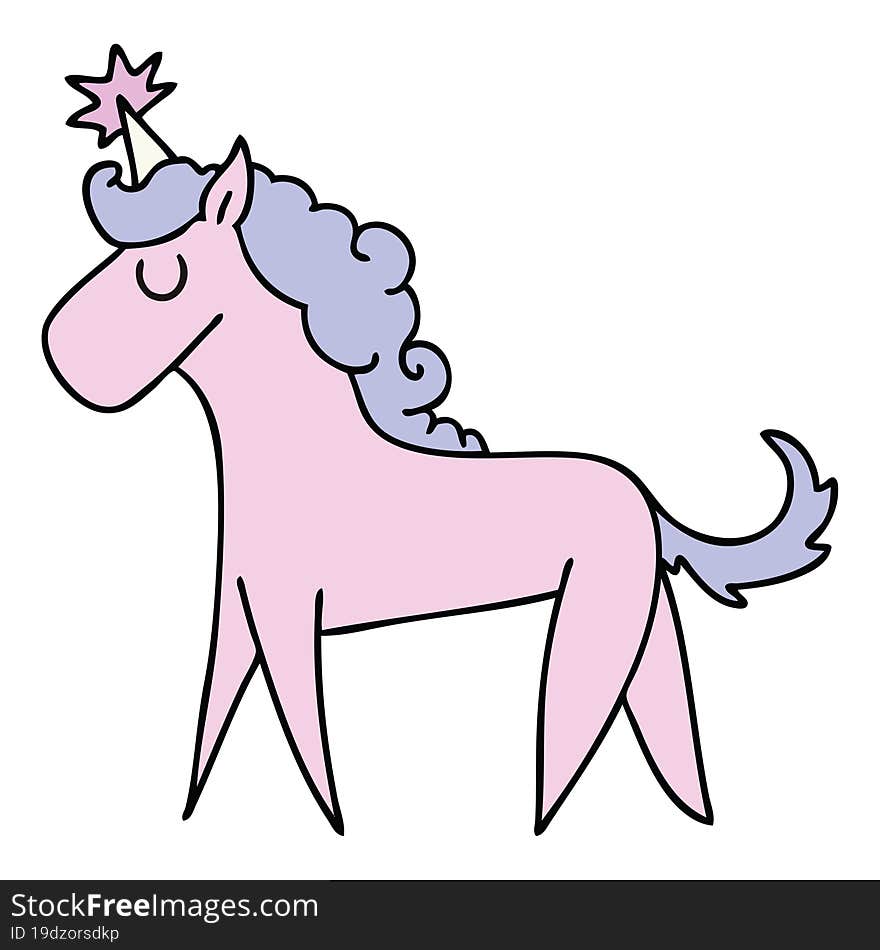 Quirky Hand Drawn Cartoon Unicorn