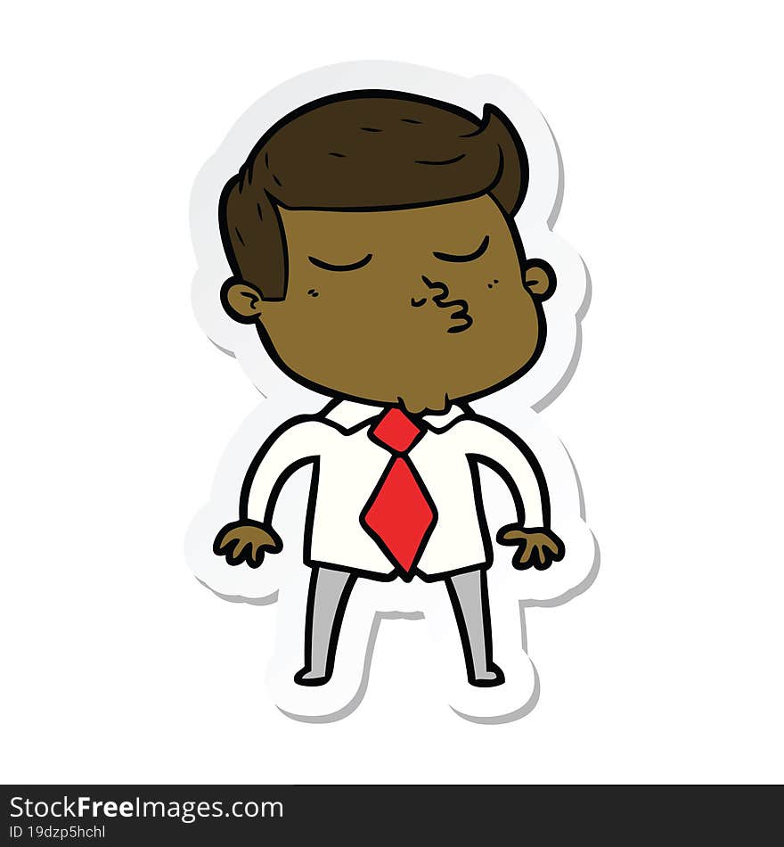 sticker of a cartoon model guy pouting