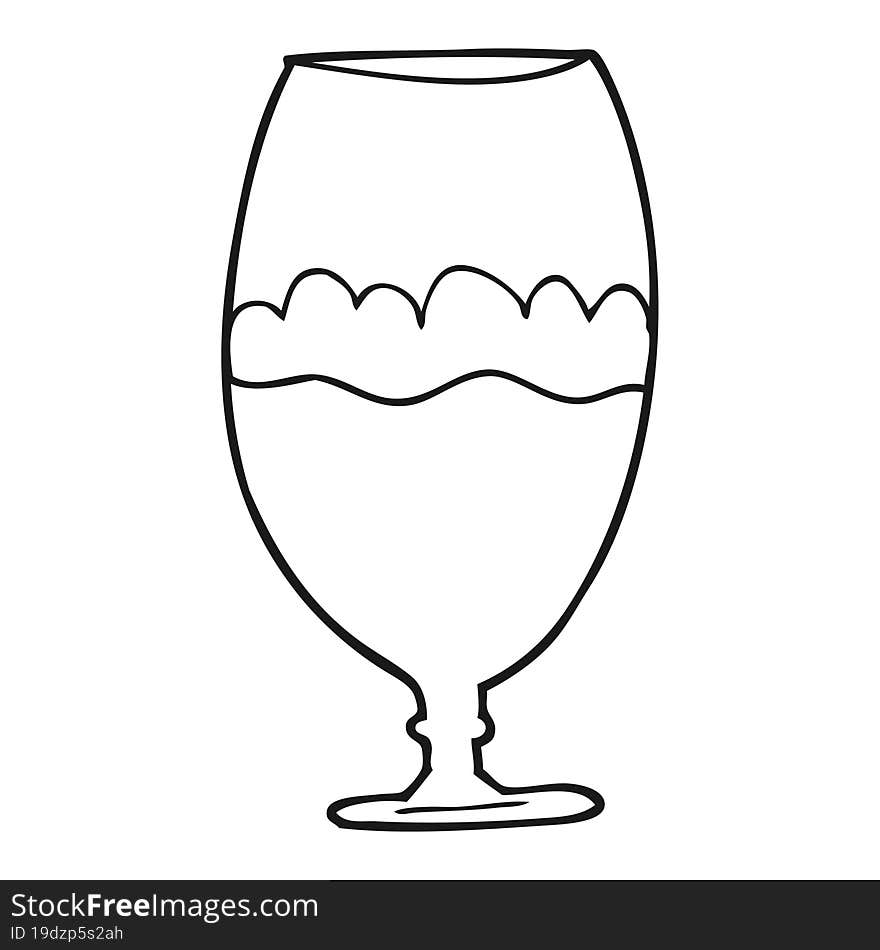 black and white cartoon beer in glass