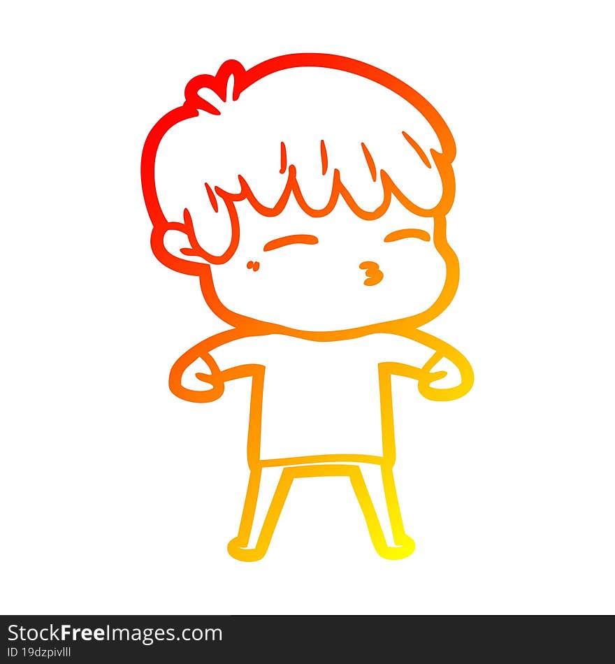 warm gradient line drawing cartoon frustrated man