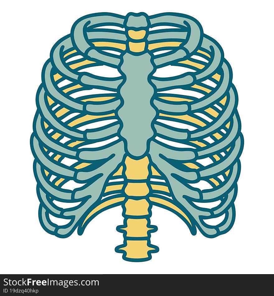 iconic tattoo style image of a rib cage. iconic tattoo style image of a rib cage