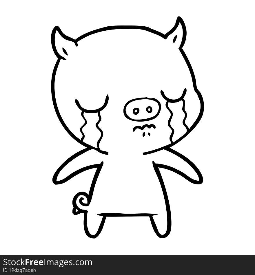 cartoon pig crying. cartoon pig crying