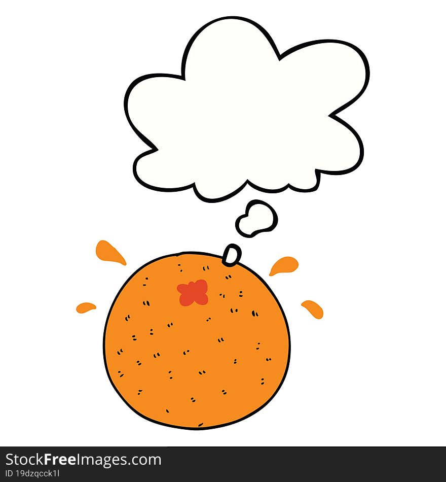 Cartoon Orange And Thought Bubble