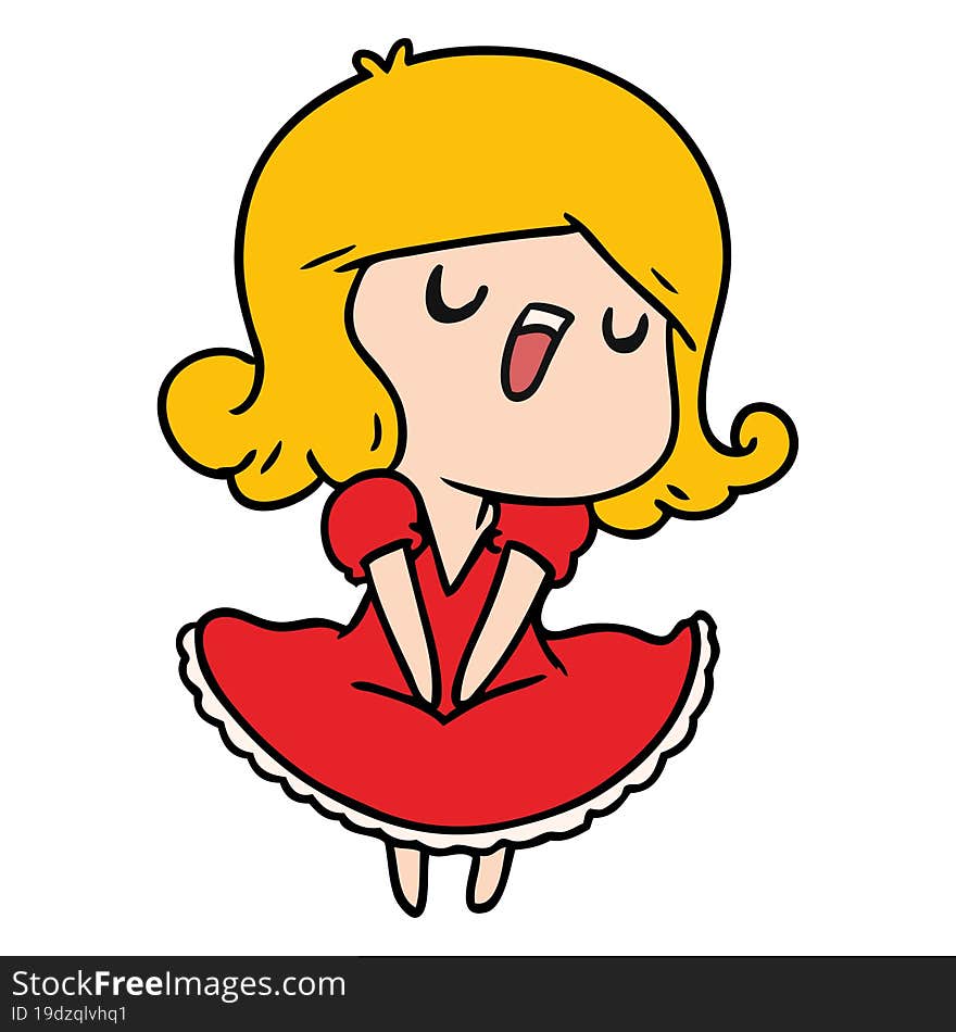 cartoon illustration of a cute singing kawaii girl. cartoon illustration of a cute singing kawaii girl