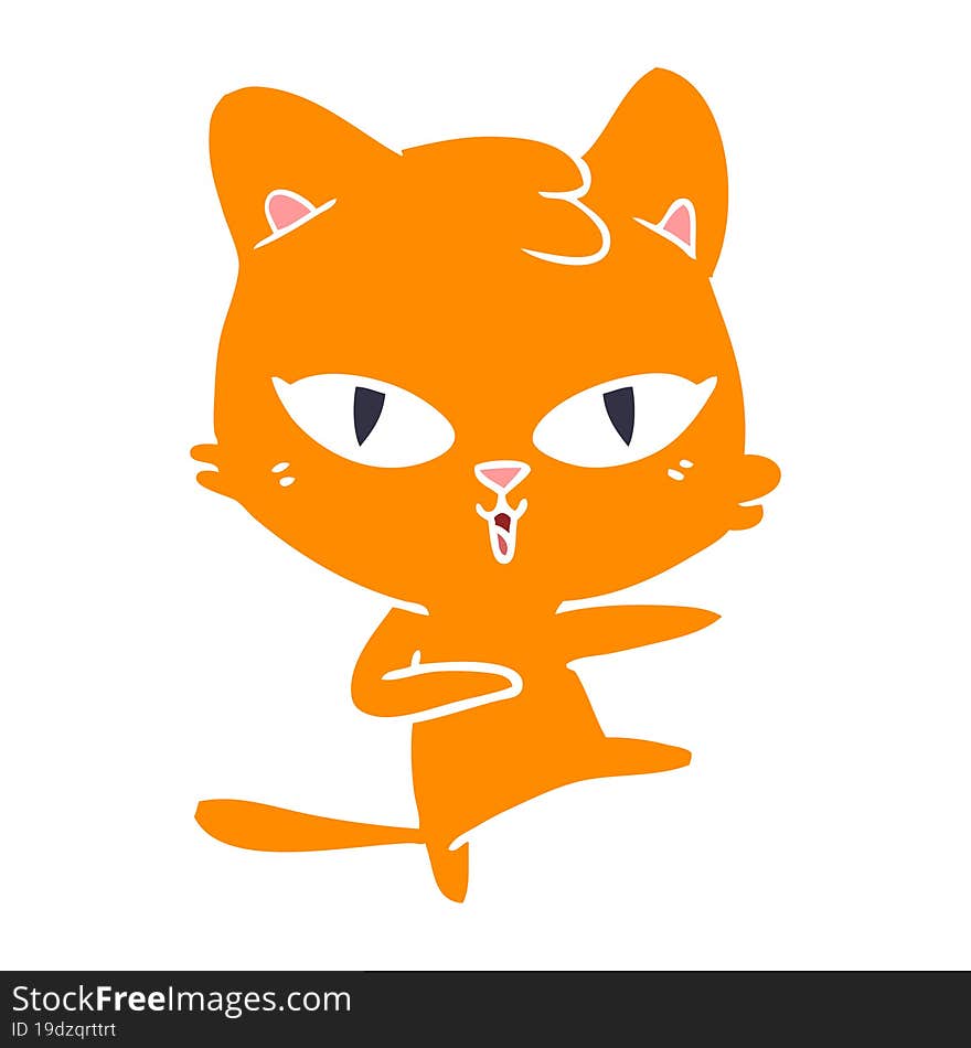 Flat Color Style Cartoon Cat