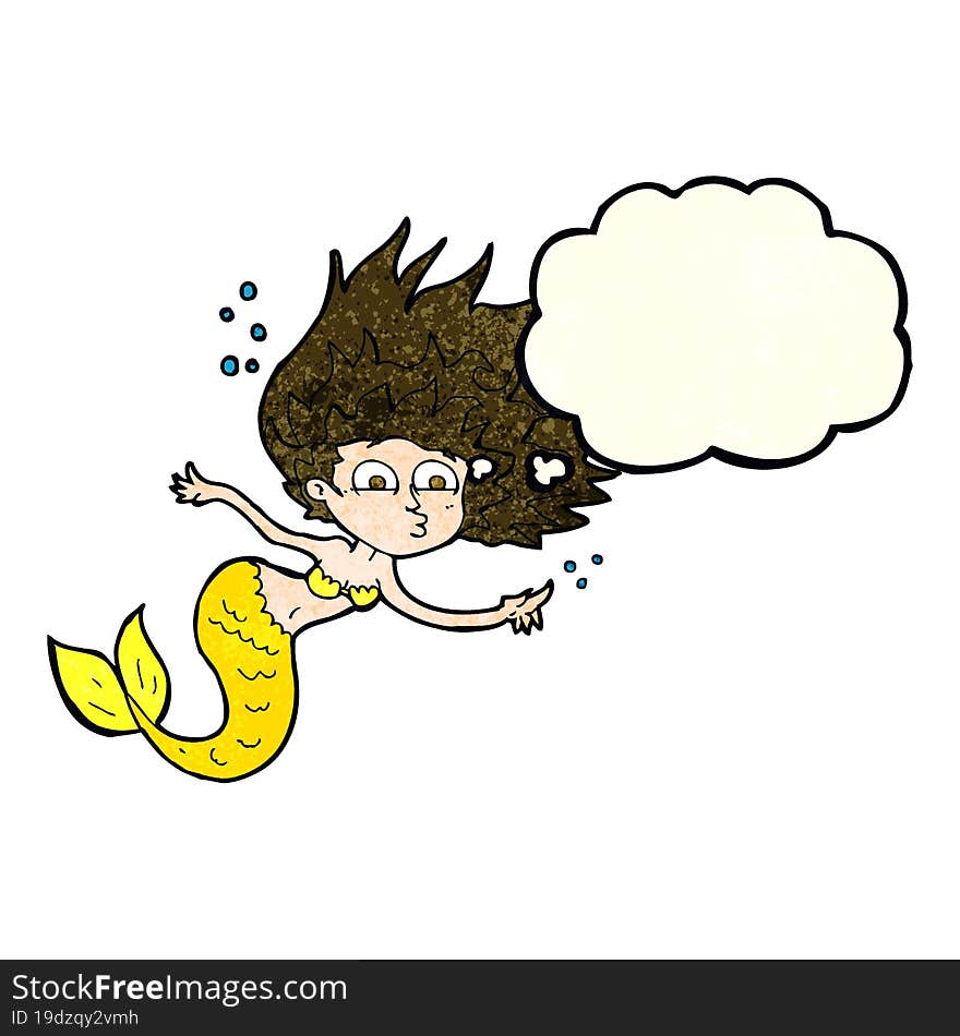 Cartoon Mermaid With Thought Bubble