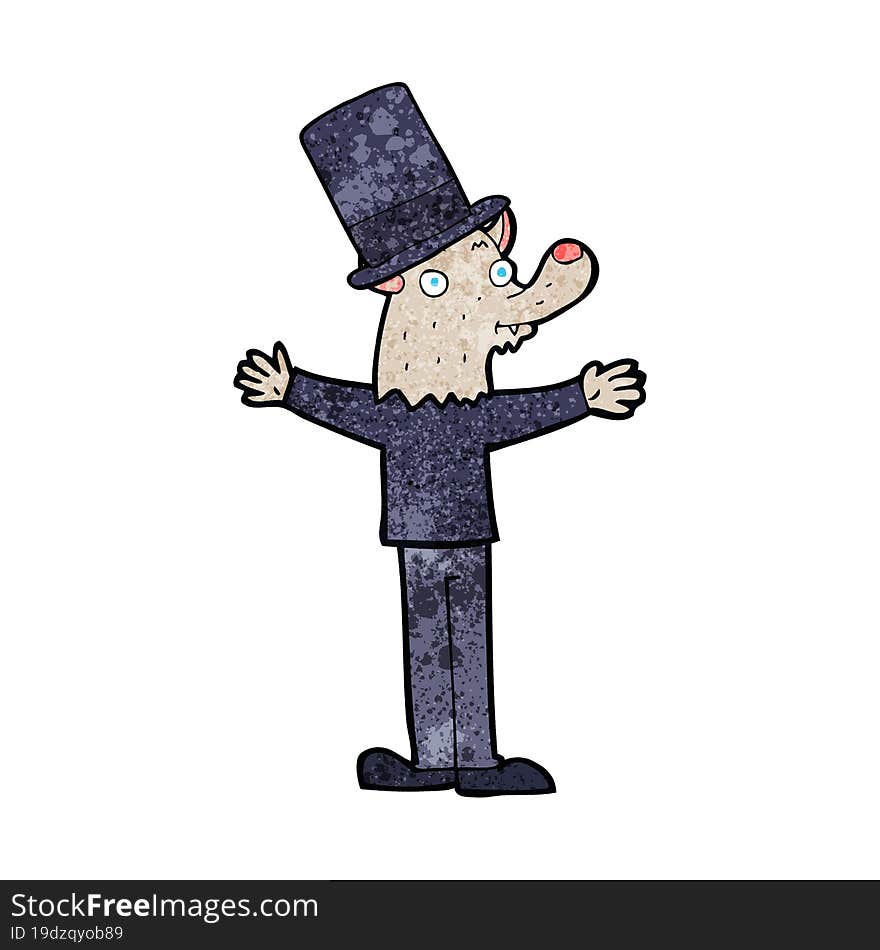 cartoon werewolf in top hat