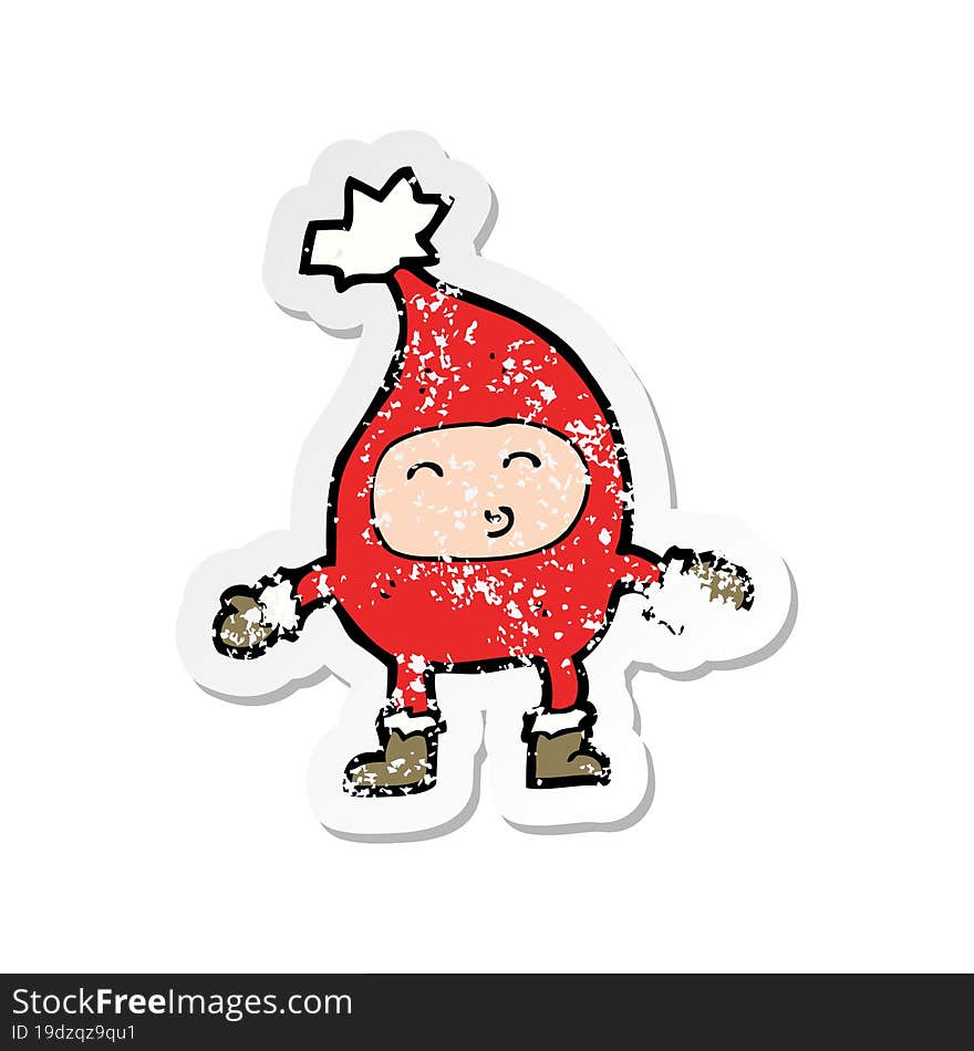 retro distressed sticker of a cartoon funny christmas character