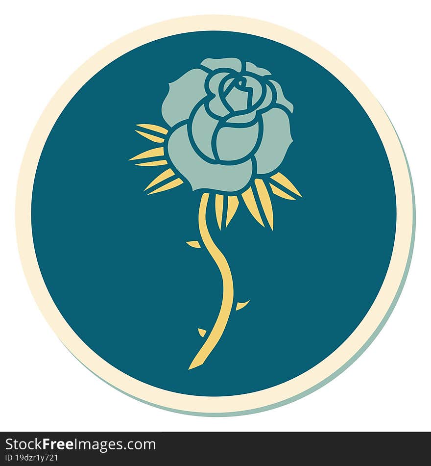 sticker of tattoo in traditional style of a rose. sticker of tattoo in traditional style of a rose