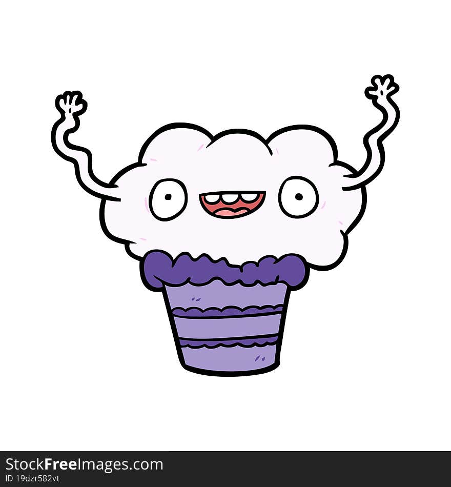 funny cartoon cupcake. funny cartoon cupcake