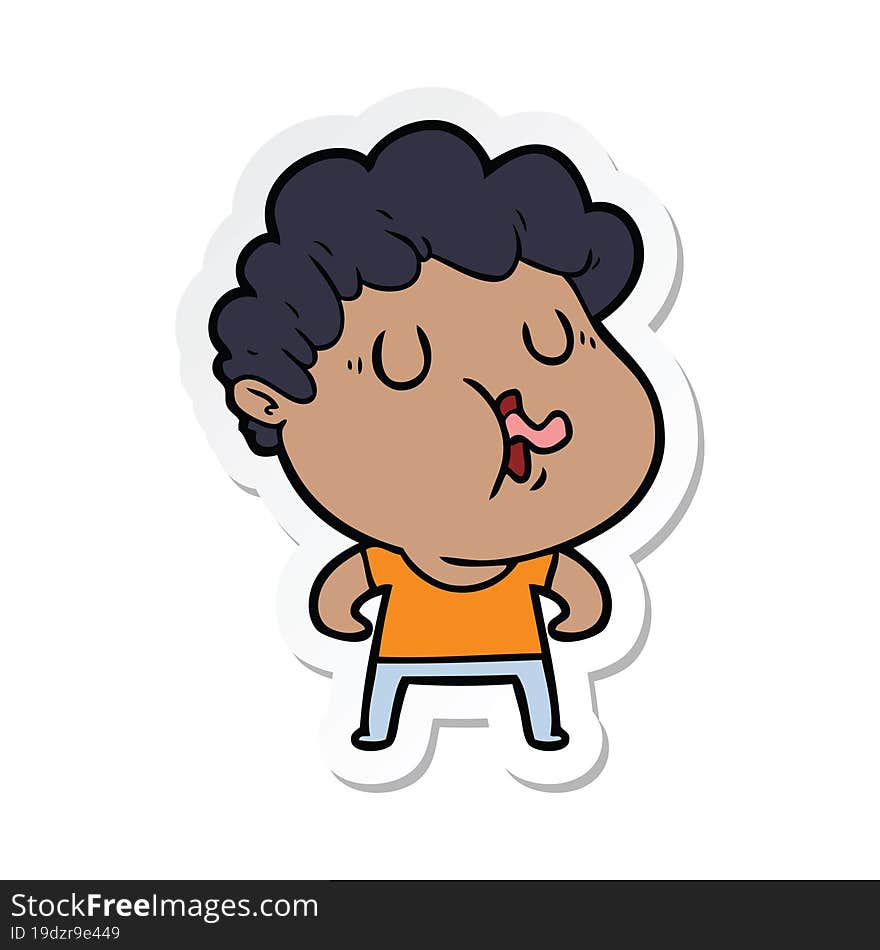 Sticker Of A Cartoon Man Pulling Face