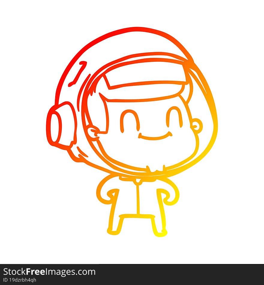 warm gradient line drawing happy cartoon astronaut man