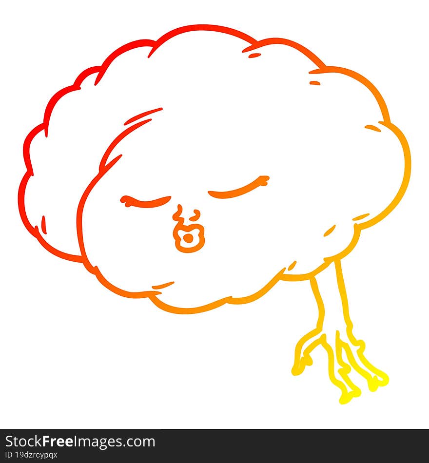 warm gradient line drawing cartoon brain