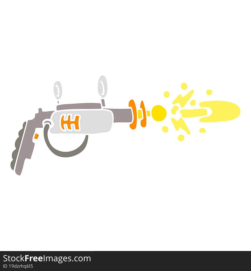 Flat Color Illustration Cartoon Ray Gun