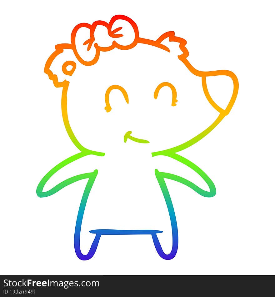 rainbow gradient line drawing female bear cartoon