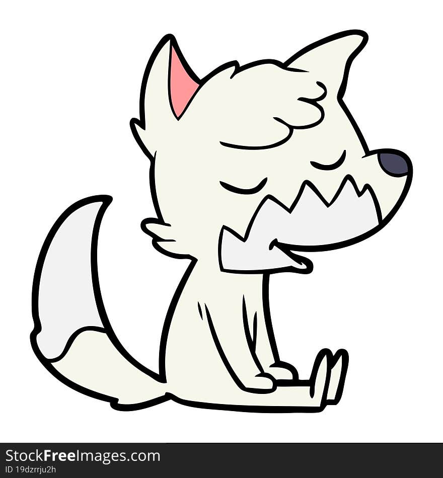 friendly cartoon sitting fox. friendly cartoon sitting fox