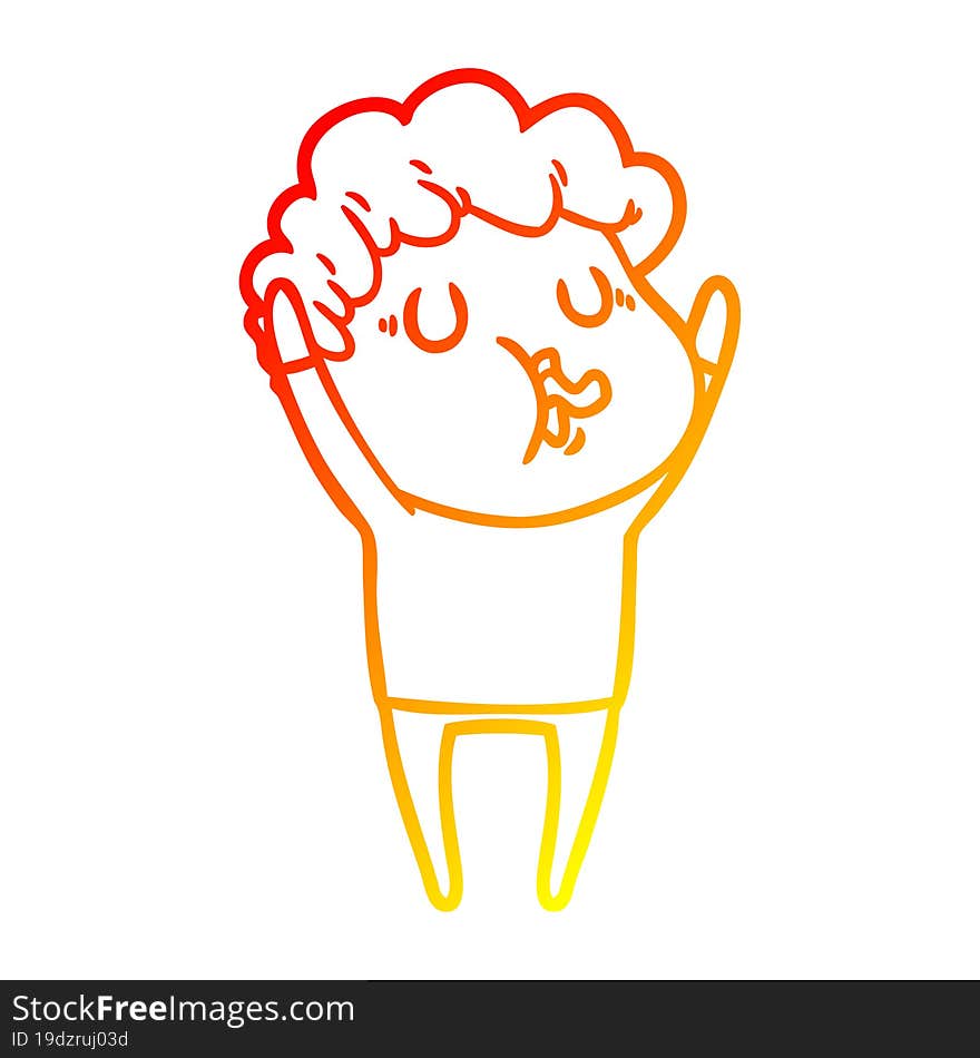 warm gradient line drawing cartoon man singing