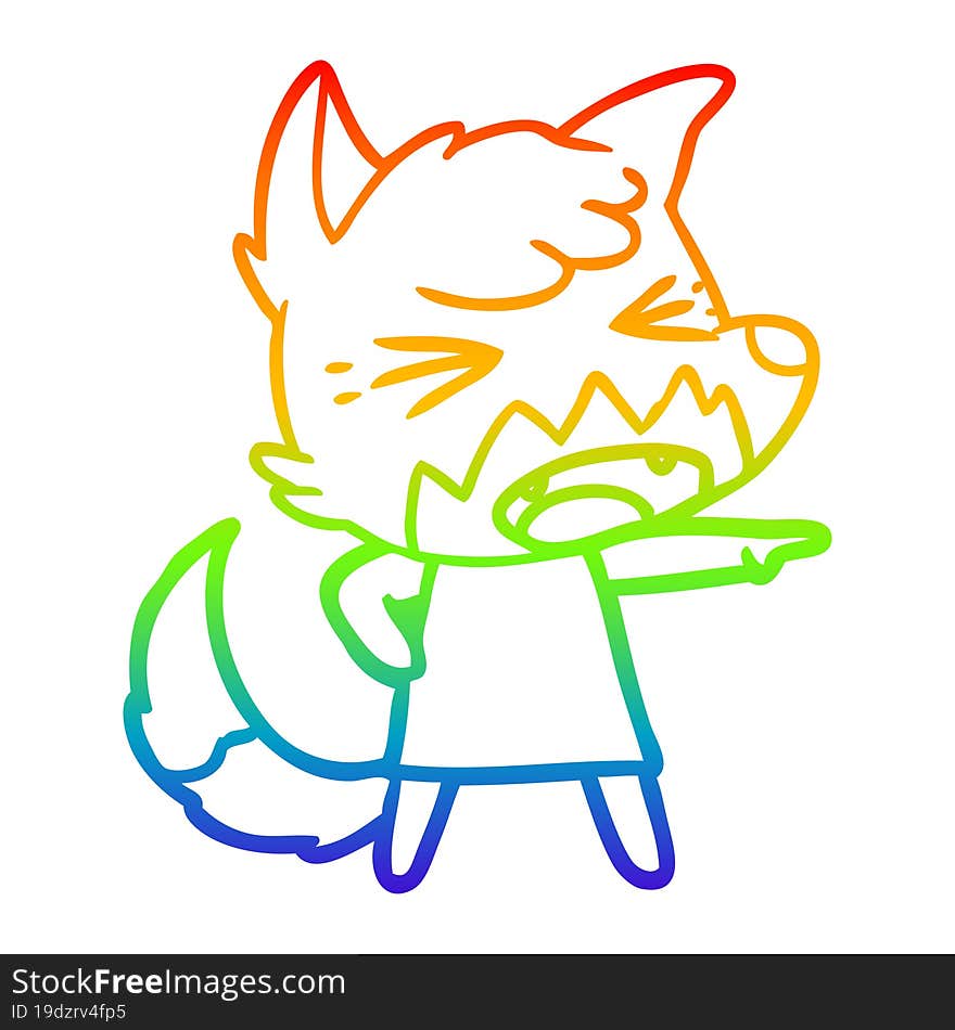 rainbow gradient line drawing angry cartoon fox