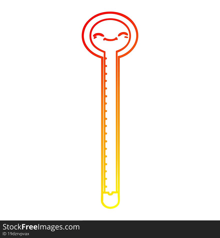 warm gradient line drawing cartoon thermometer