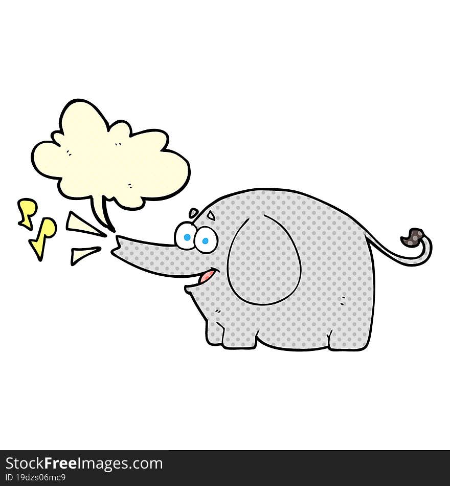 Comic Book Speech Bubble Cartoon Trumpeting Elephant