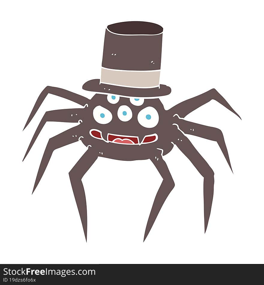 Flat Color Illustration Of A Cartoon Halloween Spider