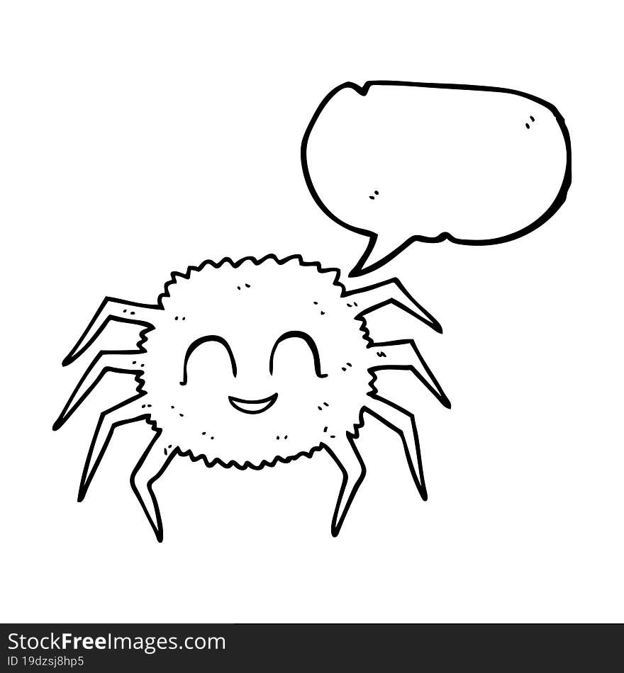 freehand drawn speech bubble cartoon spider