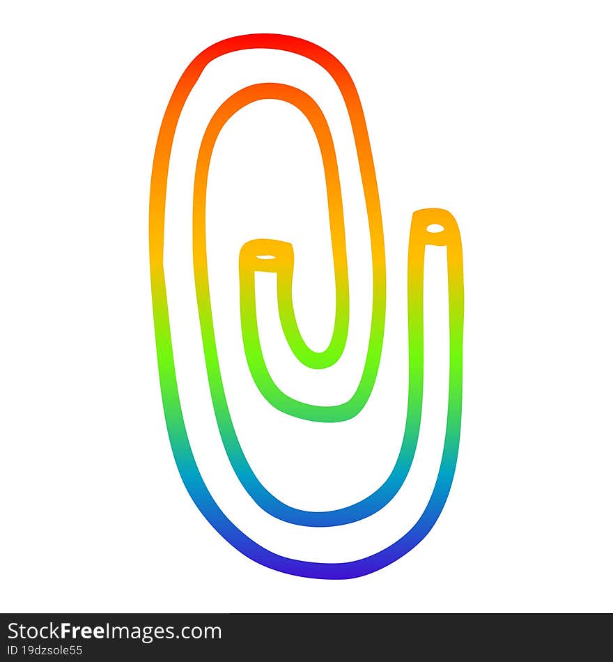 rainbow gradient line drawing of a cartoon paper clip