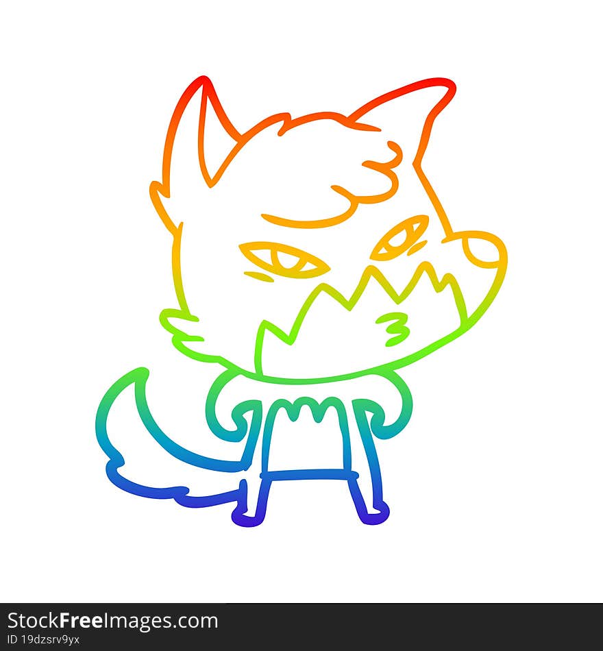 rainbow gradient line drawing clever cartoon fox