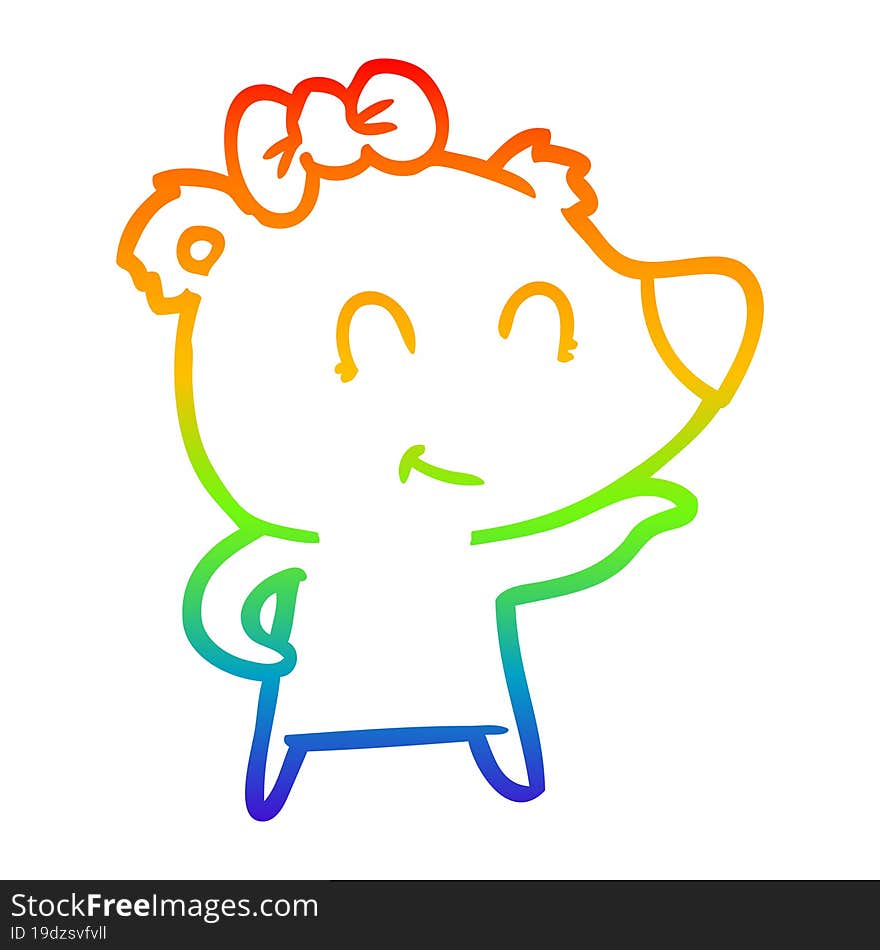 rainbow gradient line drawing female polar bear cartoon