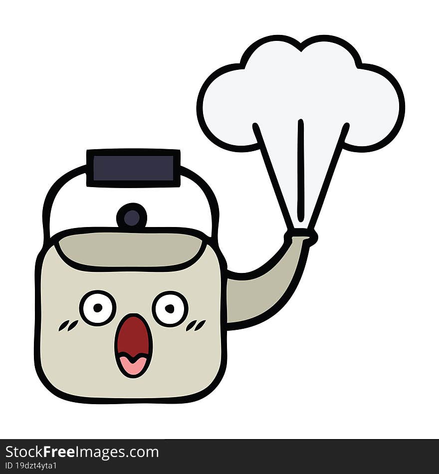 cute cartoon steaming kettle