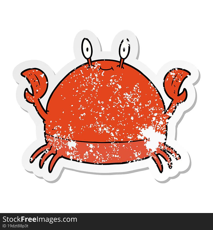 distressed sticker of a cartoon crab