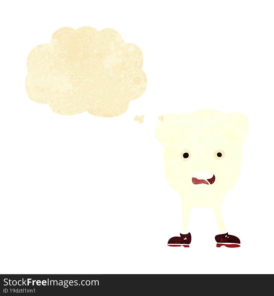 cartoon tooth with thought bubble