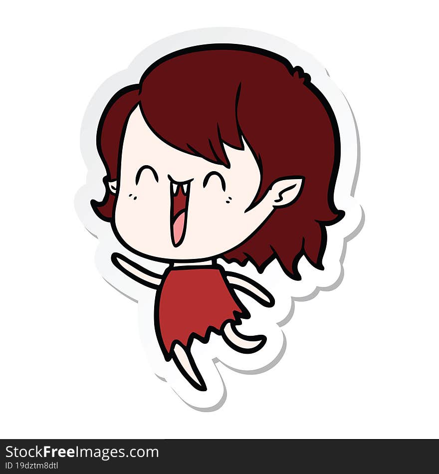 sticker of a cute cartoon happy vampire girl