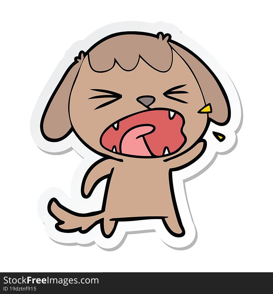 sticker of a cute cartoon dog barking