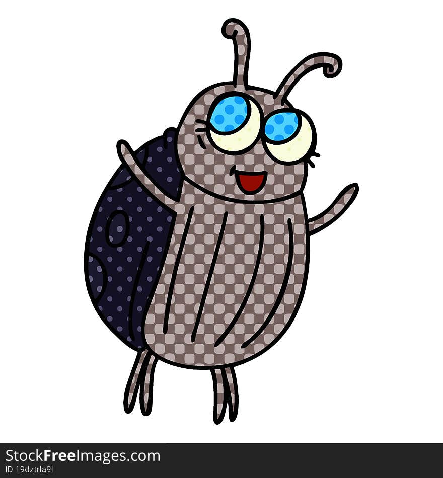 quirky comic book style cartoon happy bug