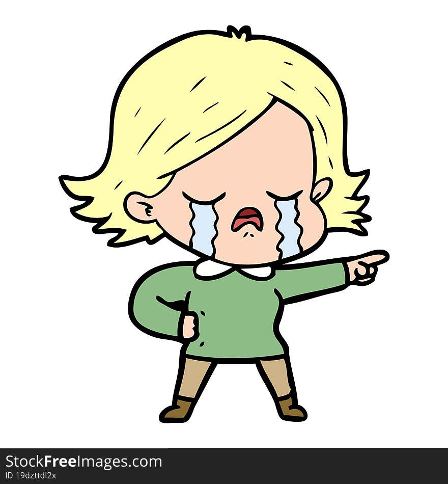 cartoon girl crying. cartoon girl crying