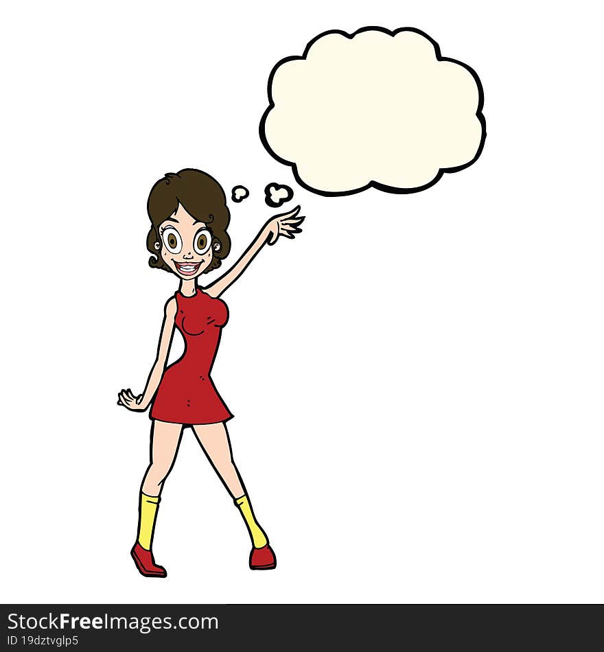 Cartoon Party Girl With Thought Bubble