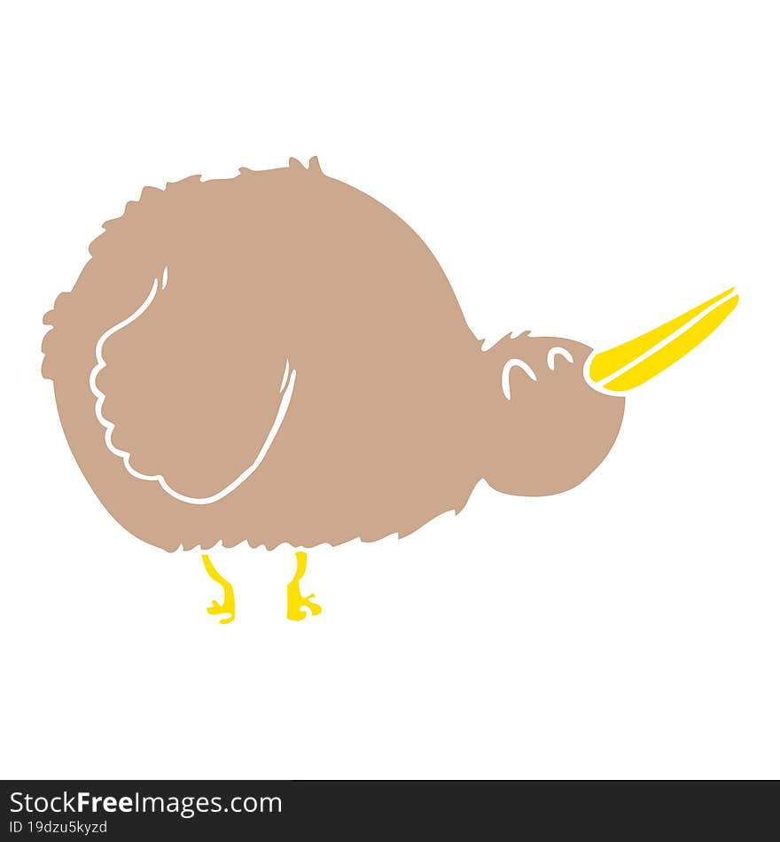 Flat Color Style Cartoon Kiwi Bird