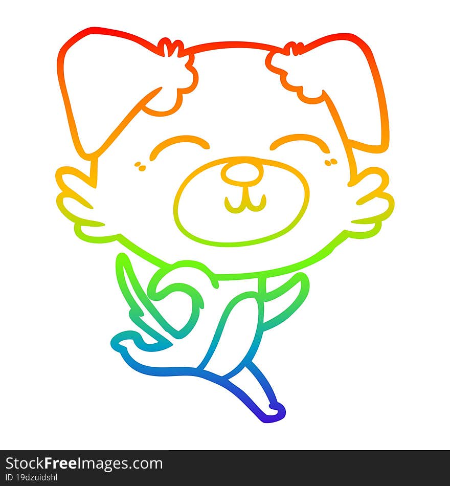 Rainbow Gradient Line Drawing Cartoon Dog