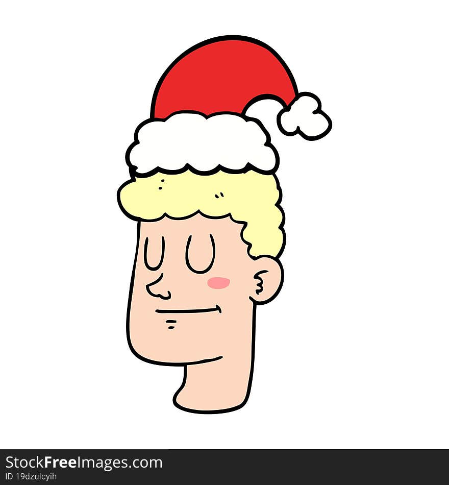 cartoon man wearing christmas hat