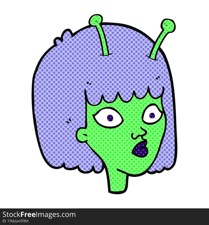 freehand drawn cartoon female alien